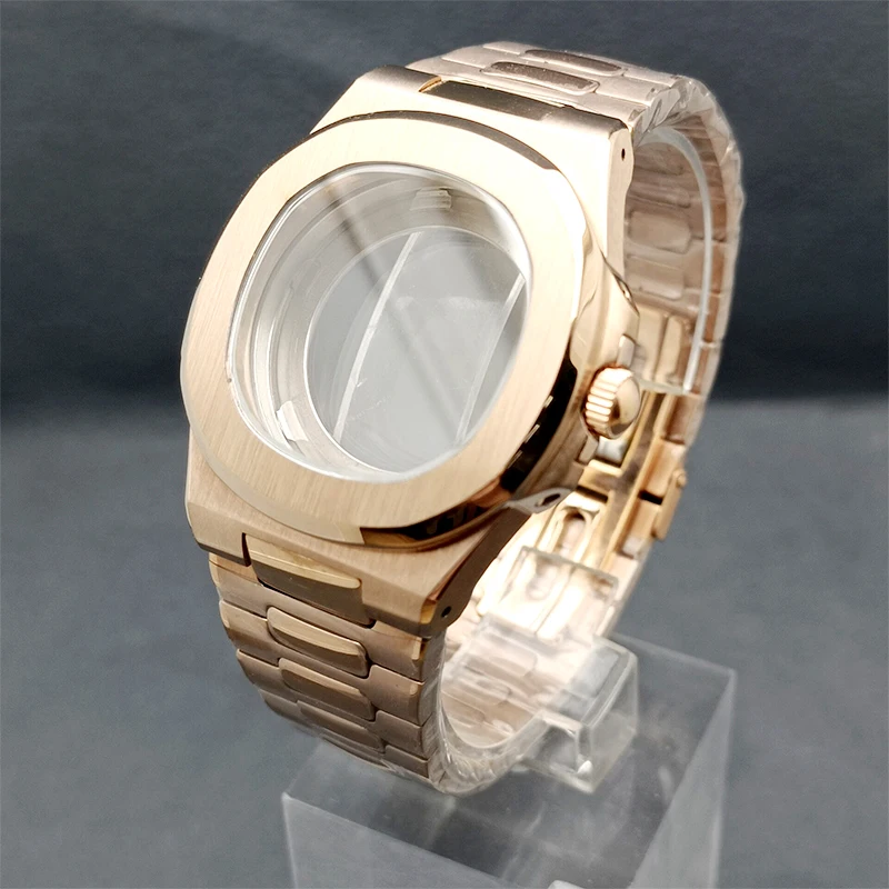 41mm Rose gold and silver black case for NH series 34 35 36 38 movement 316L stainless steel strap Clean back case accessories