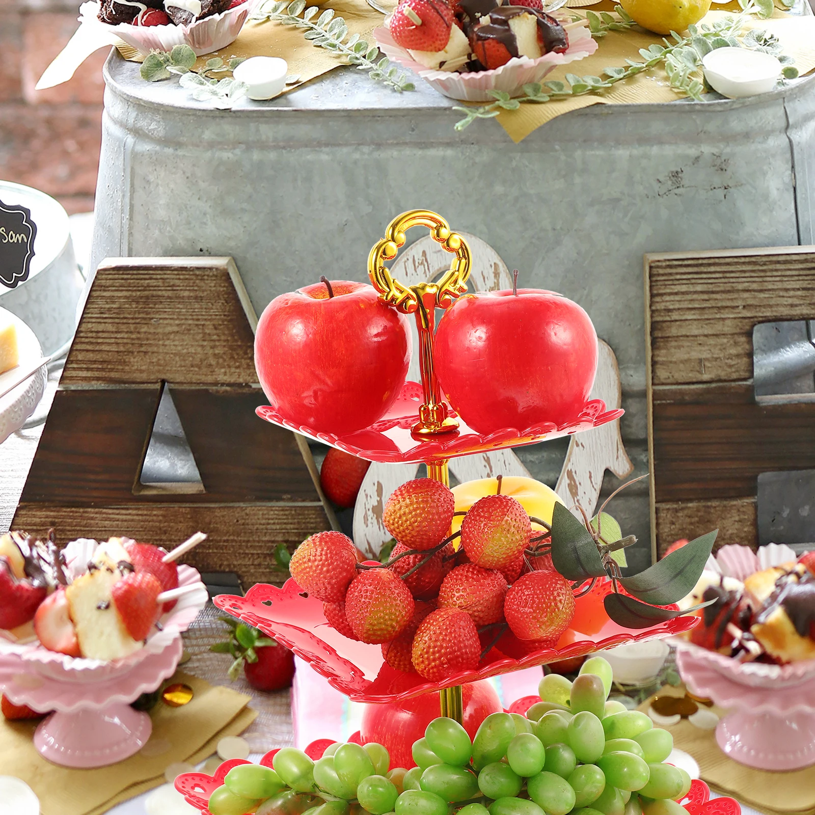 

3 Tier Dessert Display y Tiered Cupcake Holder Tray Cake Holder Rustic Party Birthday Wedding Tea Banquet