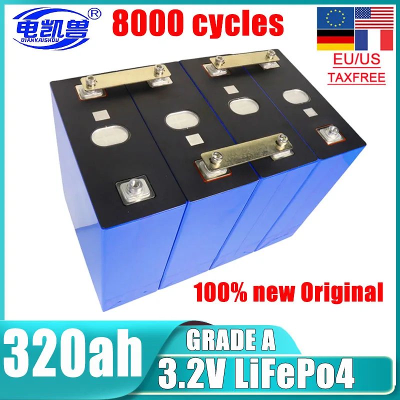 16 stücke 3,2 V 320ah a-Klasse Lifepo4 Batterie DIY 48V RV Marine Solar Speicher zyklus Lebensdauer wiederauf ladbare Batterie pack EU/US Steuer befreit