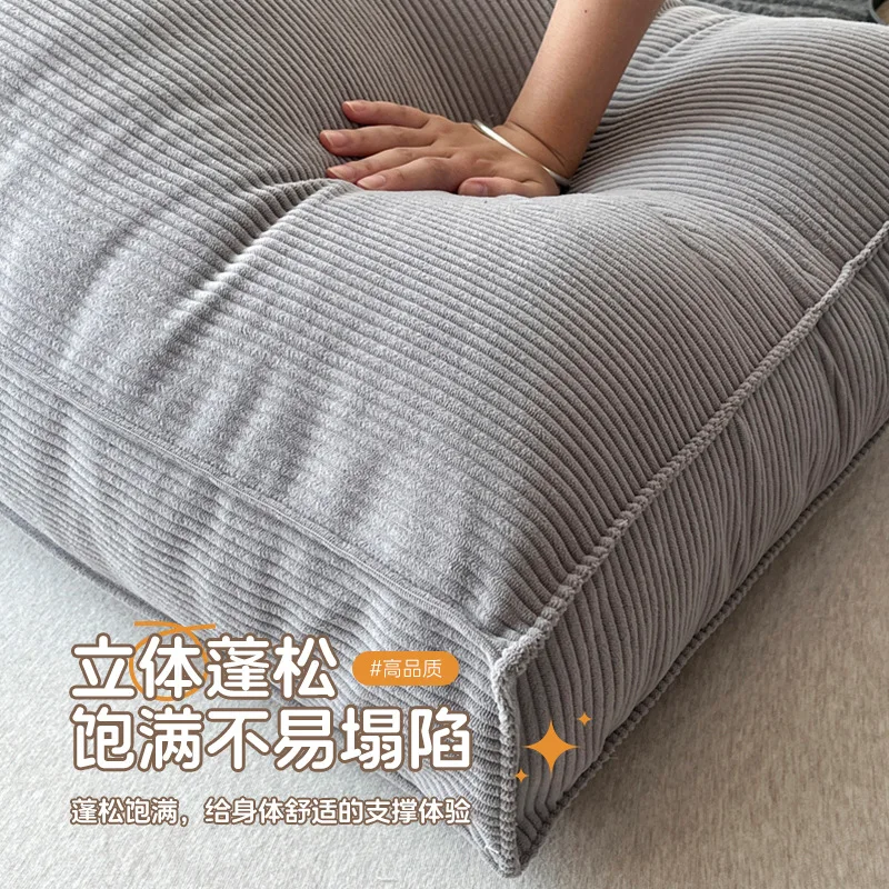 Large Corduroy Bed Backrest Cushion for Reading in Bed, Detachable Washable Cover, Thick PP Cotton Filled Lumbar Support Pillow