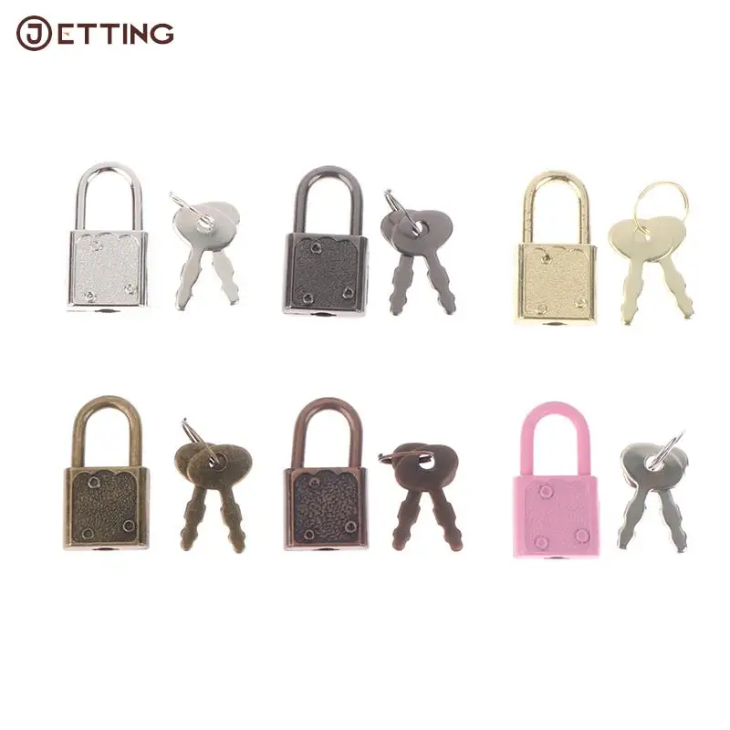 1Set Metal Heart Shape Square Shape Vintage Metal Mini Padlock Bag Suitcase Luggage Box Key Lock With Key