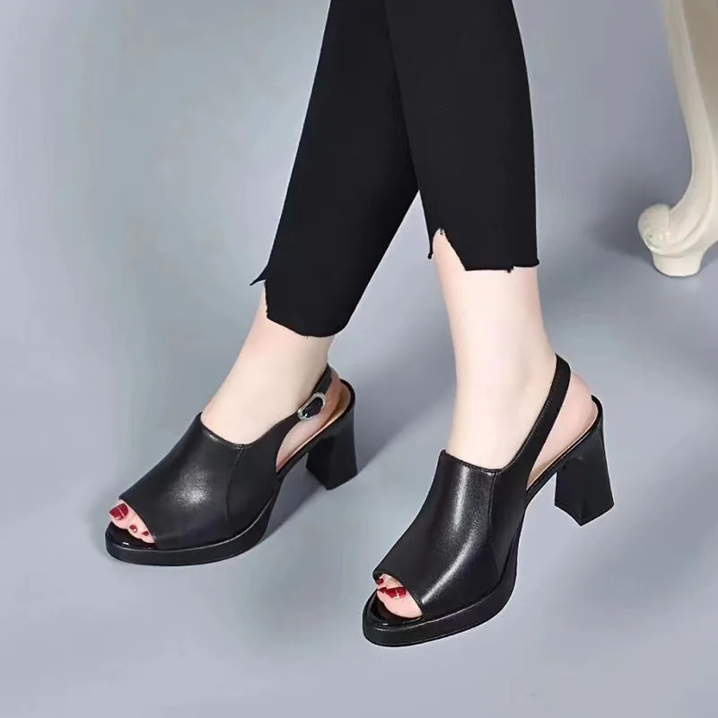 Women Fashion Fish Mouth Platform High Heels Buckle Wedge Sandals Women Shoes Female Platform Chunky High Heels Rome Sandals