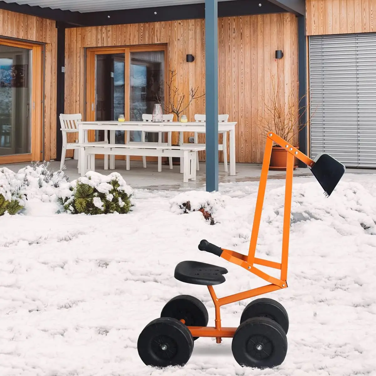 Sandbox Digger com assento e alça para crianças, Metal sentar na areia, brinquedo para quintal, 4 WD