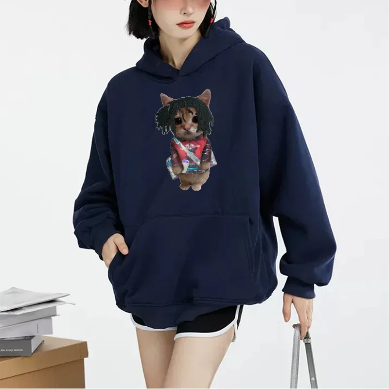 

Music Lucki Kitty Sweatshirts Print Funny Men Rapper Hoodie Vintage Style Suitable For Autumn and Winter Season Gift For Fans