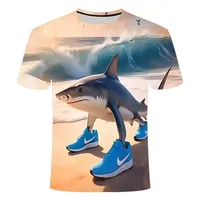 Tralalero Tralala 3D Shark T-Shirt Wooden Stick Figure Funny Abstract Design Double-Sided Print Tralalero Tralala Short Sleeve T