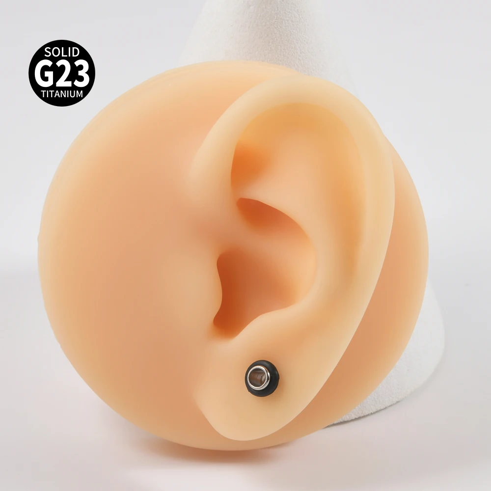 1Pc G23 100% Solid Titanium Ear Flesh Tunnels Plugs Piercing Single Flare Gauge Expander Stretchers with O-Ring Body Jewlery