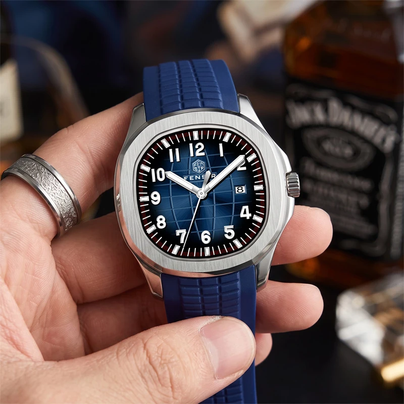 Luxury Men's Quartz Watch with Rubber Strap, Calendar and Luminous Features, Waterproof and Wear-Resistant Business Watch for Men, Classic Punk-Style Grid Dial Design, Versatile for Daily Casual Wear and Outdoor Activities, Trendy Men's Watch, Perfect for Gift-Giving