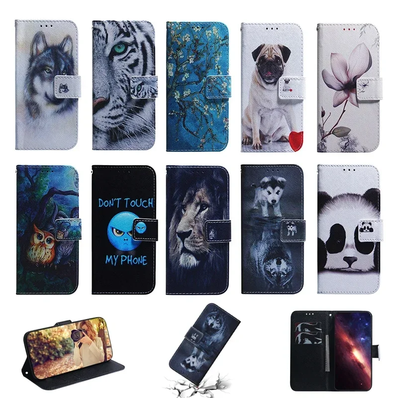 Painted Flip Leather Magnetic Case For Motorola Moto E13 E20 E30 e40 E7I POWER E6 Play E7 Plus E22I E6 PLUS G Phone Cover