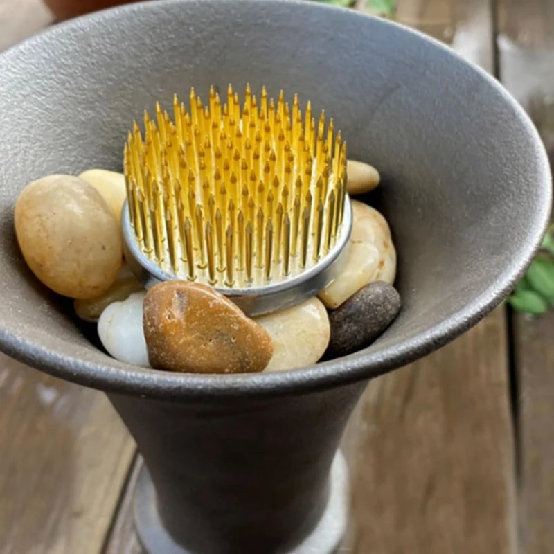 Hot 12PCS Flower Frog, Kenzan Pin Frog Round Brass Flower Holder, Flower Frogs For Arrangements Vase, Floral Fixed Tools