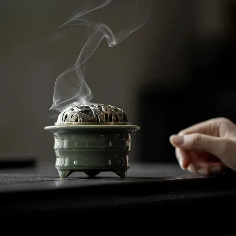 

Yue Kiln Celadon Incense Holder Elegant Censer Mosquito Incense Holder Household Scented Aromatic Candles Cha Ornaments Supplies