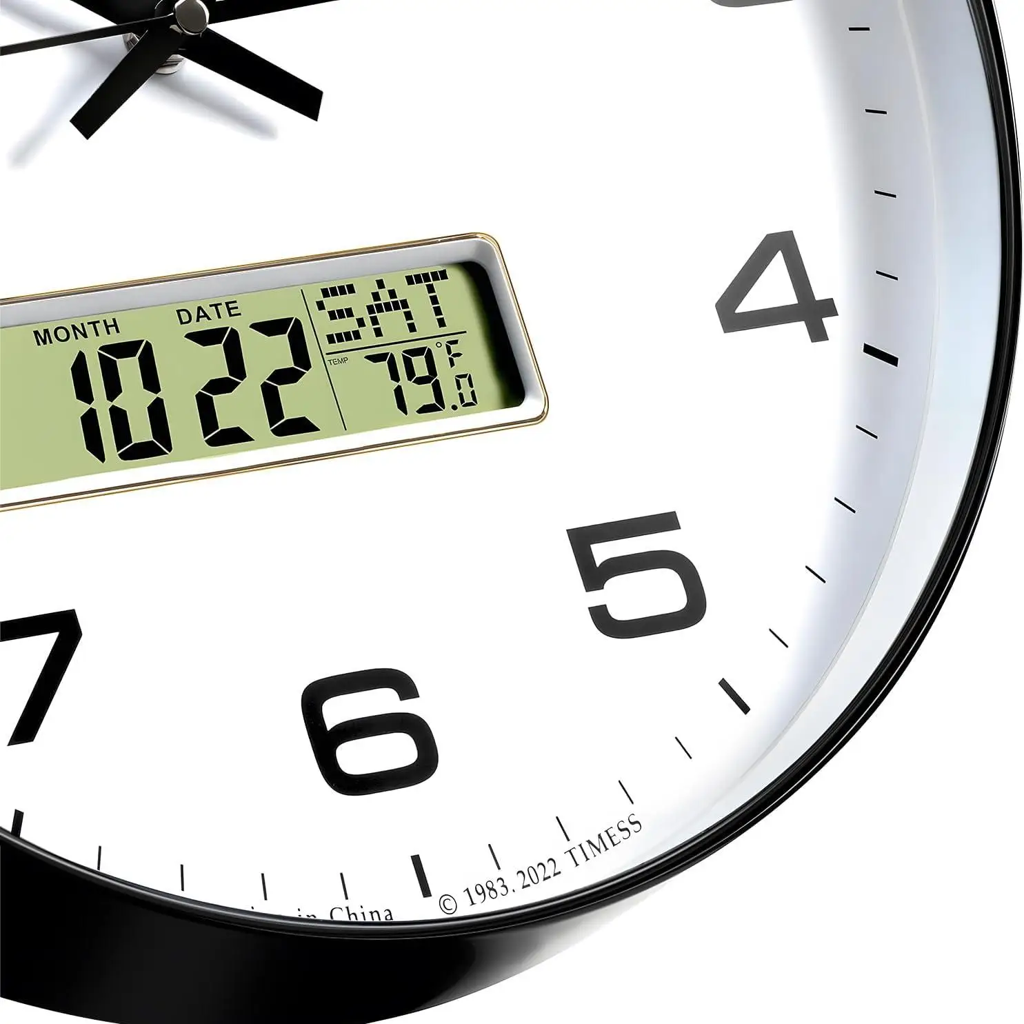 TIMESS Calendar Wall Clock,3 Sizes 4 Colors Optional with Calendar and Fahrenheit Temperature Display,battery Operated Minimalist Style Wall Clock
