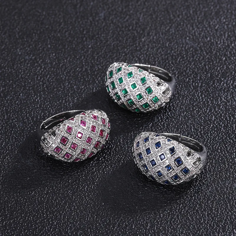 

European and American style women's rings with colored gemstones, emerald, red corundum, sapphire blue rings, vintage style wome