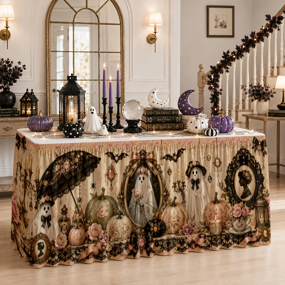 1 piece 2D flat print polyester table skirt tablecloth