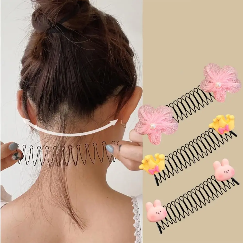 Children U Shape Hair Styling Comb Sweet Flower Invisible Spring Hair Comb Fix Flyaway Hair Hair Holder Girls Hair Accessories