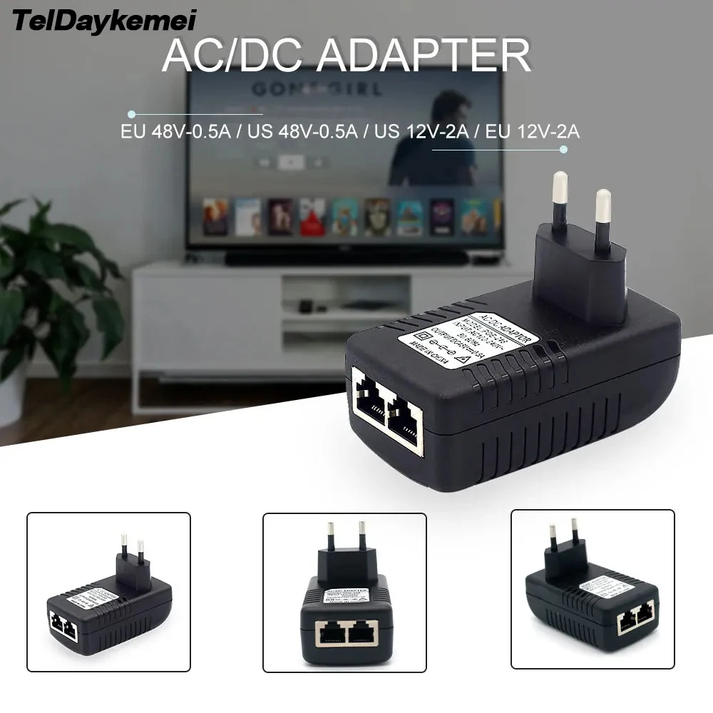 POE Injector 12V 15V 24V 48V EU US Plug For CCTV IP Camera Power Supply Ethernet Adapter Phone AP