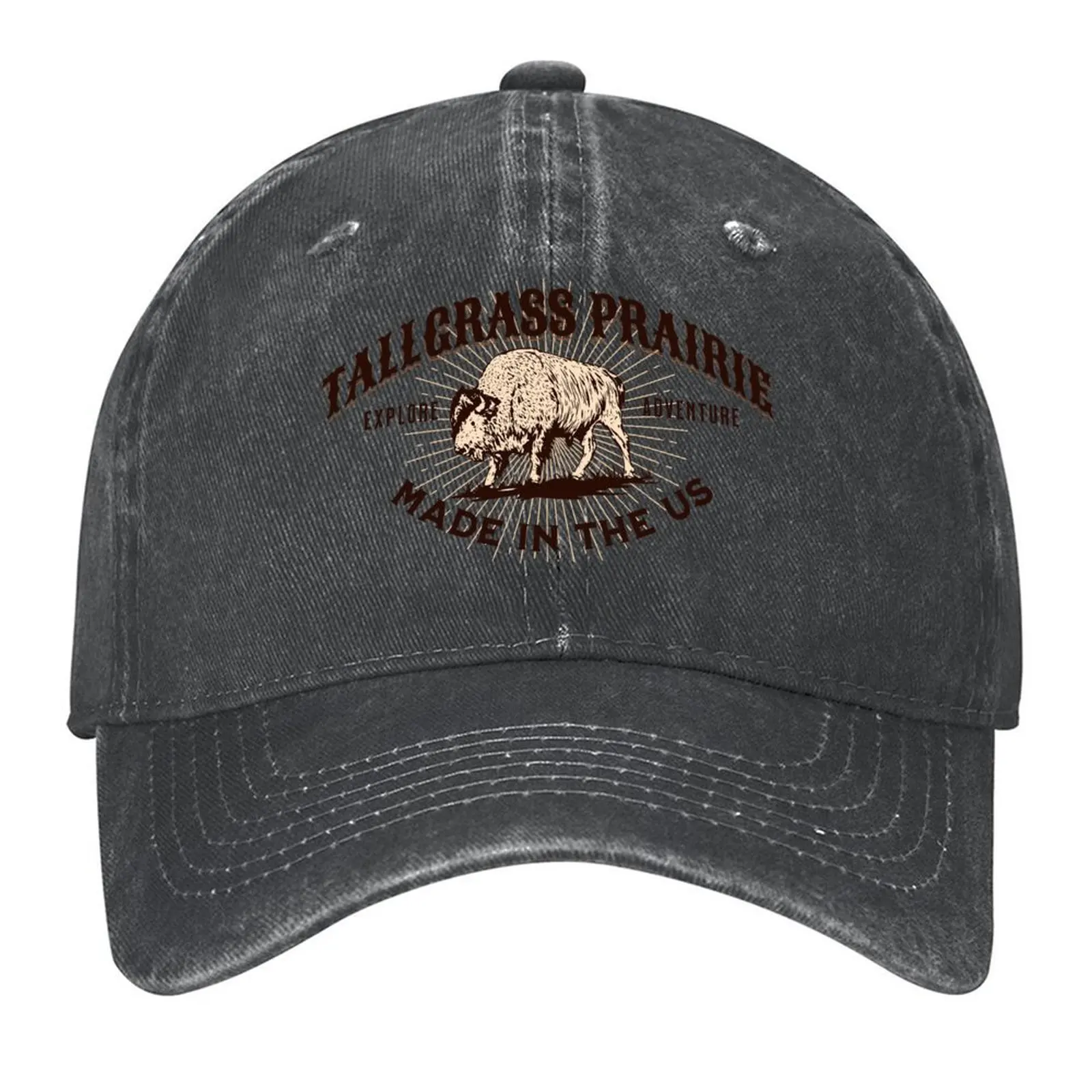 

Bison Bellows Tallgrass Prairie Kansas Baseball Cap Big Size Hat Winter hat New Hat Baseball Cap Men's Baseball Women's