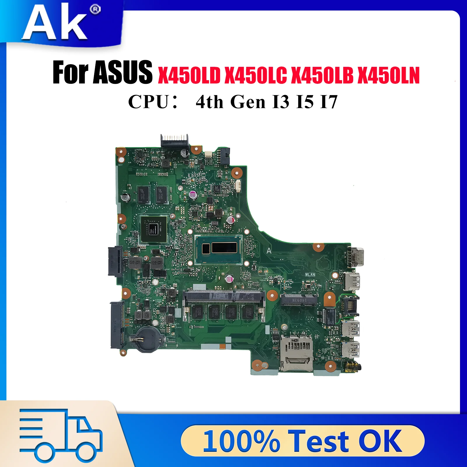

X450LD Материнская плата для ноутбука ASUS VM480L Y481L X450L W418L K450L R412L R409L X450LD X450LB X450LC X450LN Материнская плата I3 I5 I7 CPU