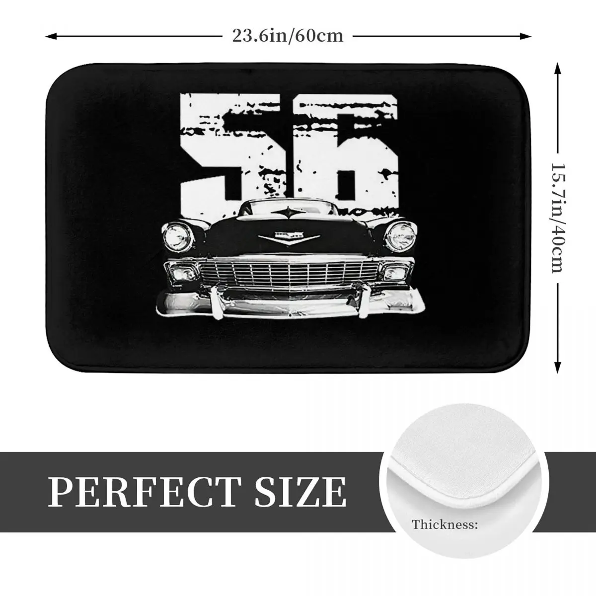 1956 Chevy-Bel Air Car Street Hot Rod Antique - Route 66 Doormat Anti-skid Bathroom Floor Mats Home Entrance Rugs Carpet Footpad