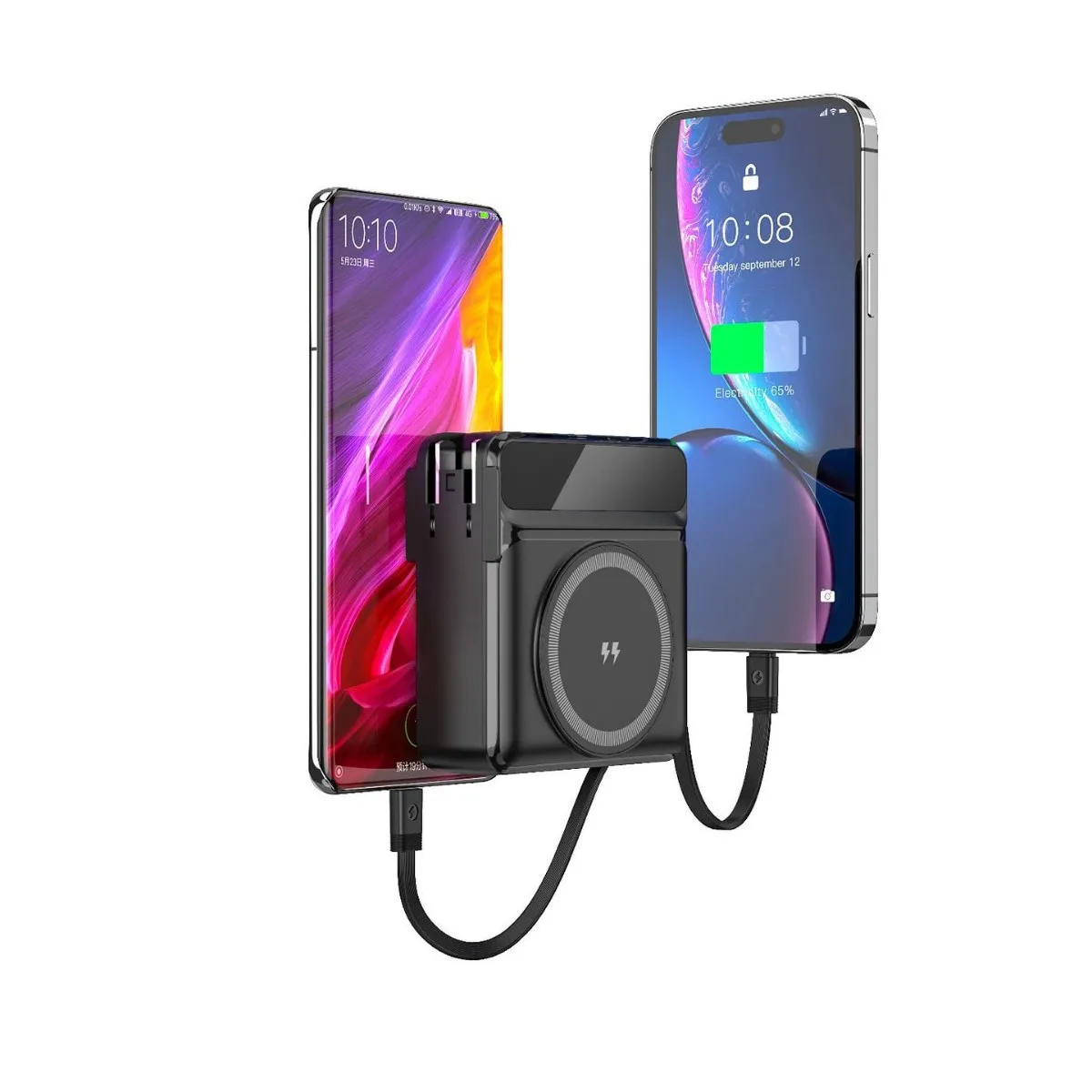 

15000mAh Magnetic Wireless Power Bank Wall Charger 22.5W Fast Charging for iPhone 16 Xiaomi with AC Plug Cable Powerbank Station