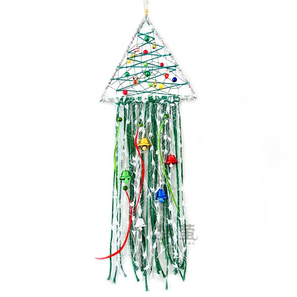 Christmas Tree Green Dream Catchers Triangle Wind Chimes Bell Pendant Home Decoration Charm Wall Ornament New Year Gifts