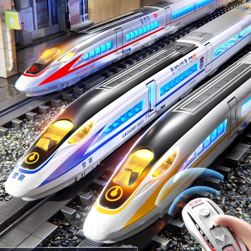 ของเล่นรถไฟไฟฟ้าความเร็วสูงรถไฟของเล่นรถไฟ Fuxing Harmony TRACK ของเล่นรถไฟรุ่น Voice Broadcast สวิทช์ประตูของเล่นเด็กของขวัญ