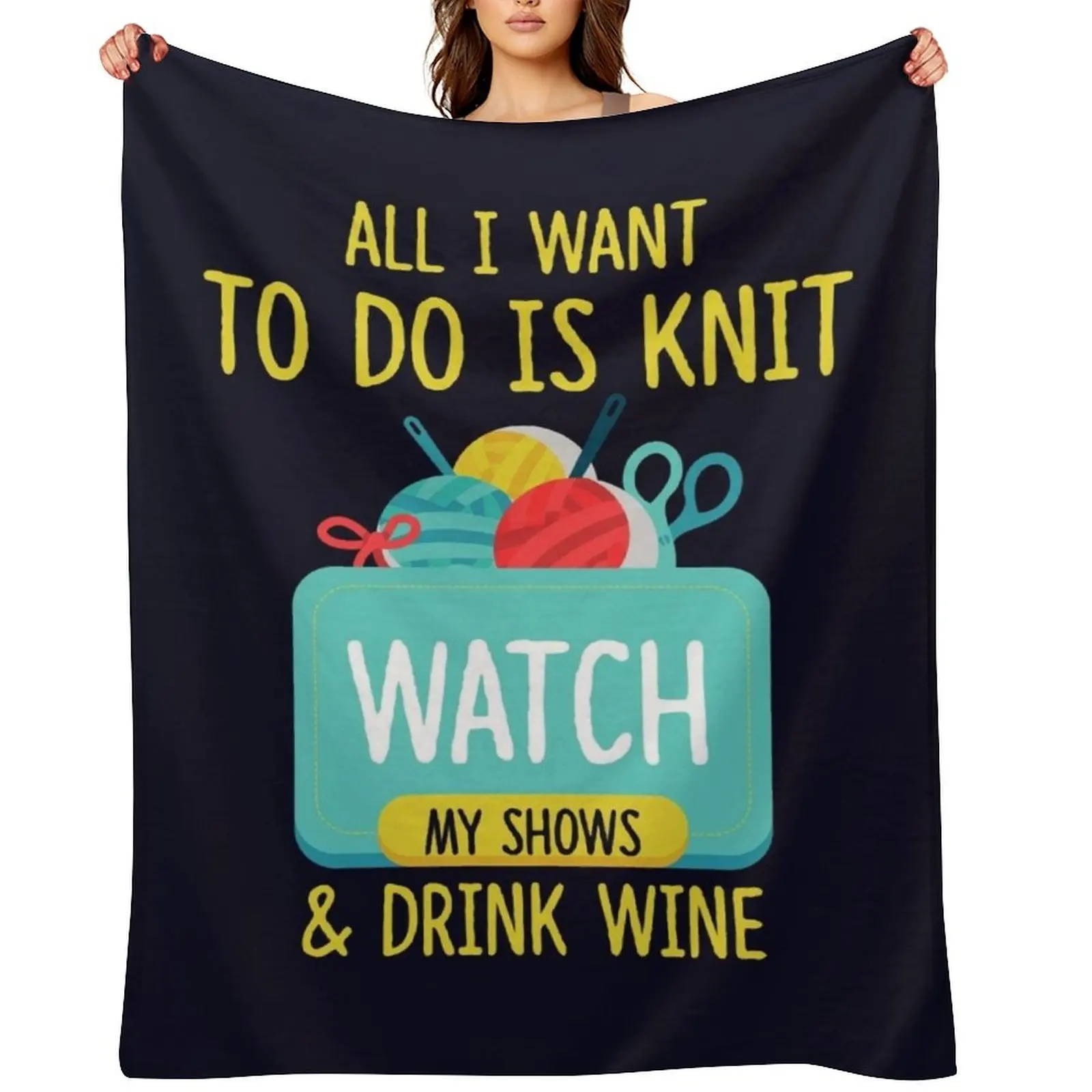 Todo lo que quiero hacer es tejer, ver mis programas y beber vino. Manta de pelo para sofá, hermosa y suave.