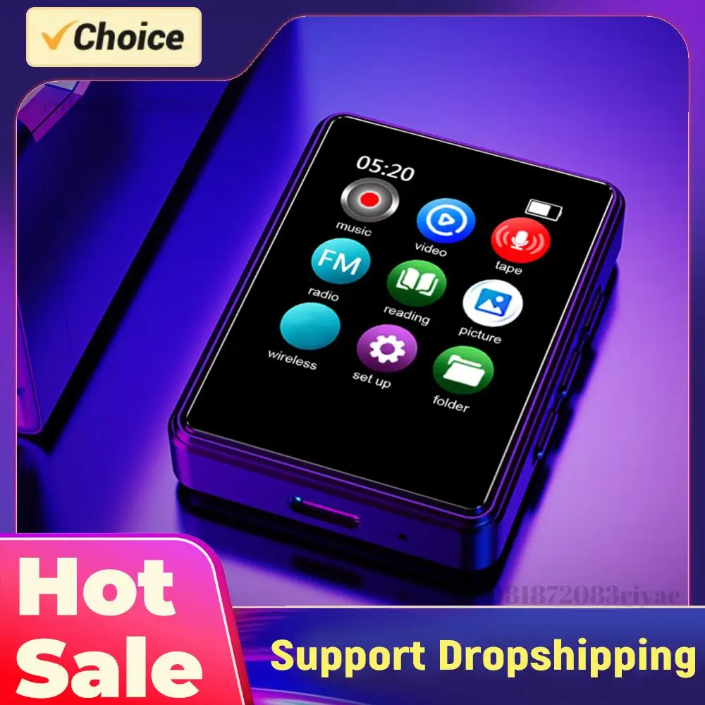 

MP3/MP4 FM Radio Recorder Compatible with Bluetooth Mini Portable Player Built in Speaker 128GB 1.77 Inch for Student Daily Use