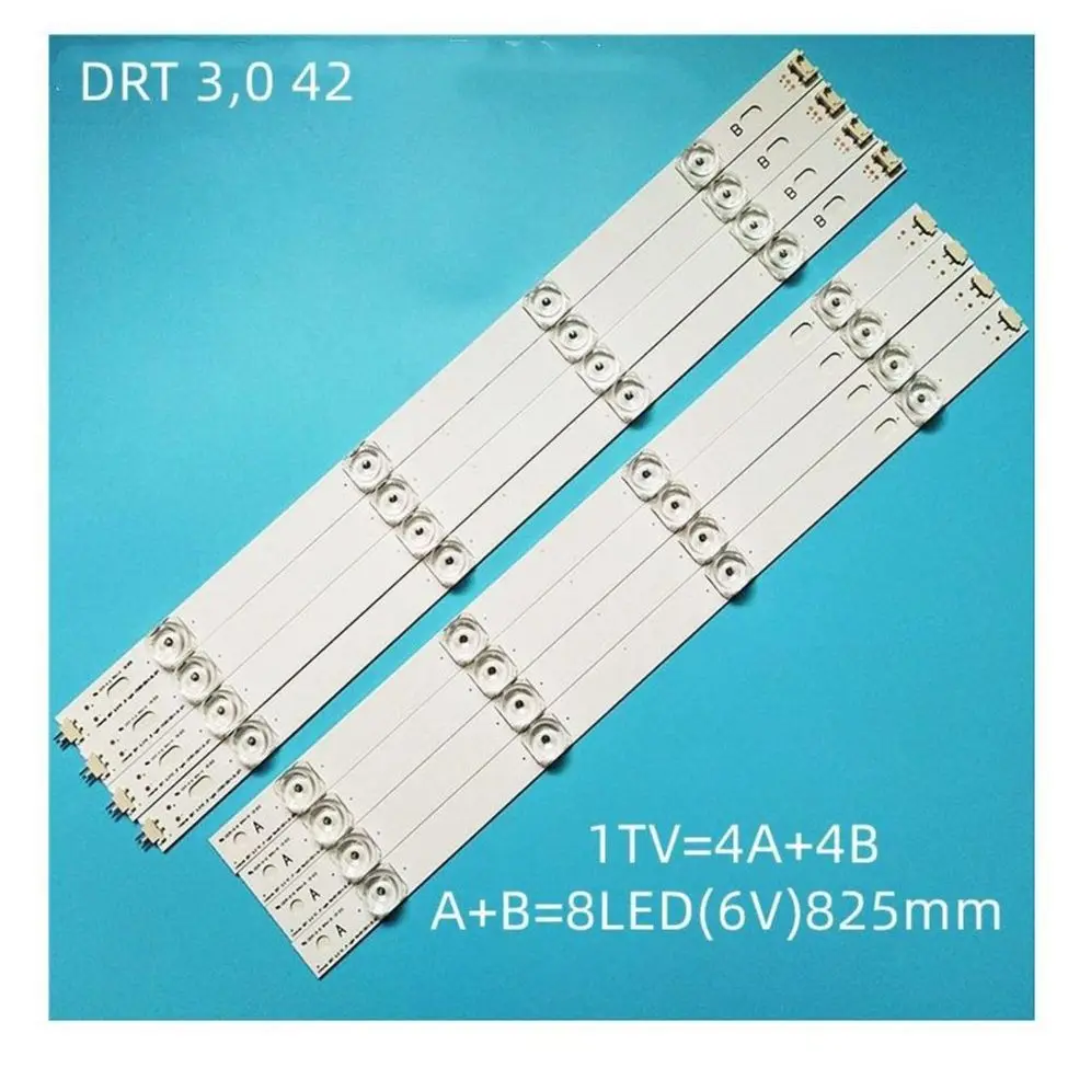 100%NEW!! 8 PCS(4*A,4*B)825mm LED strip 8 leds For LG INNOTEK DRT 3.0 42