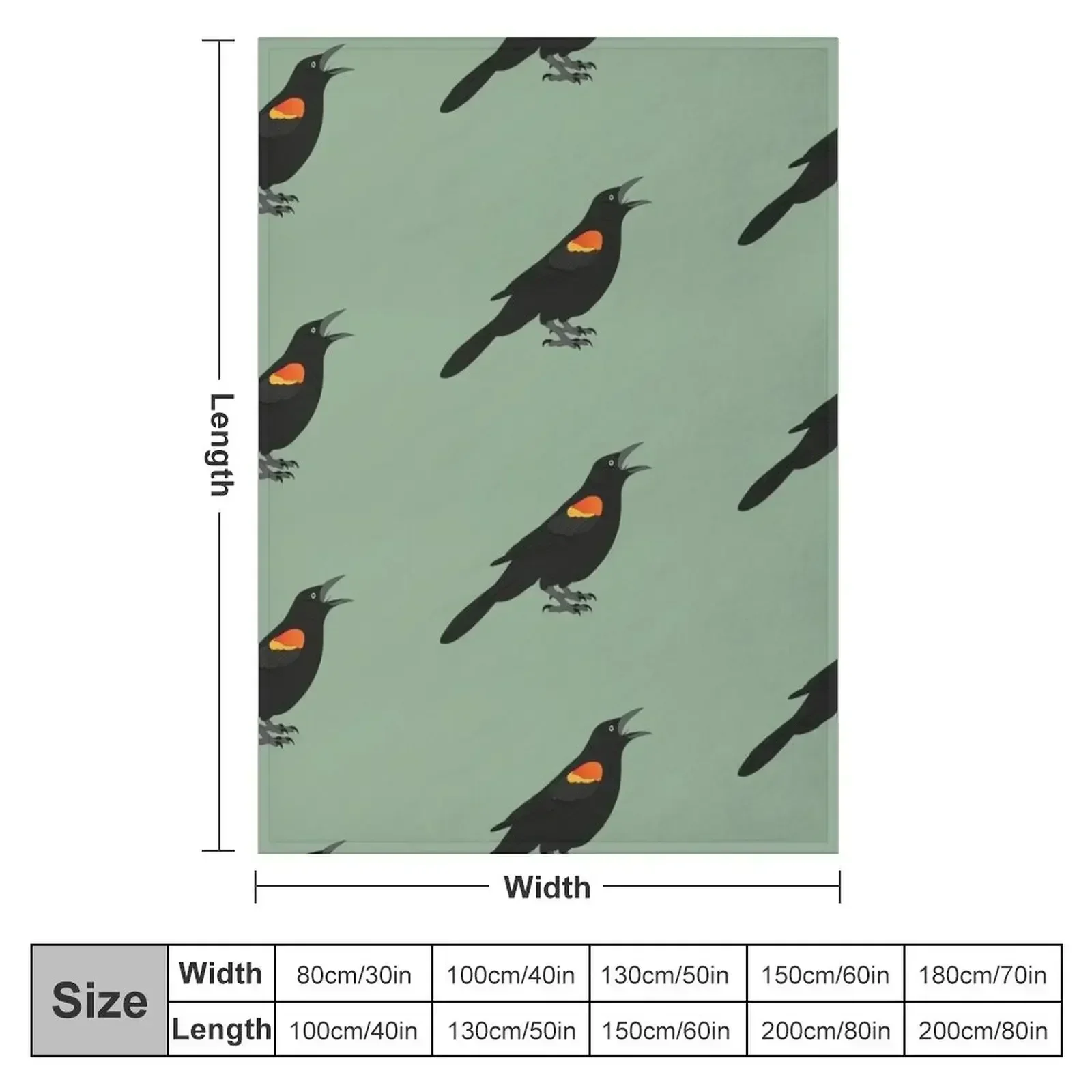 Red Winged Blackbird Throw Blanket couch cozy soft plush fuzzy picnic outdoor blanket