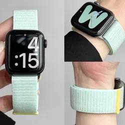 Nylon band For Apple Watch Straps 44mm 45mm 40mm 46mm 49mm 41mm 42mm 38 Bracelet belt Correa iWatch Series 6 Se 7 8 9 10 ultra 2