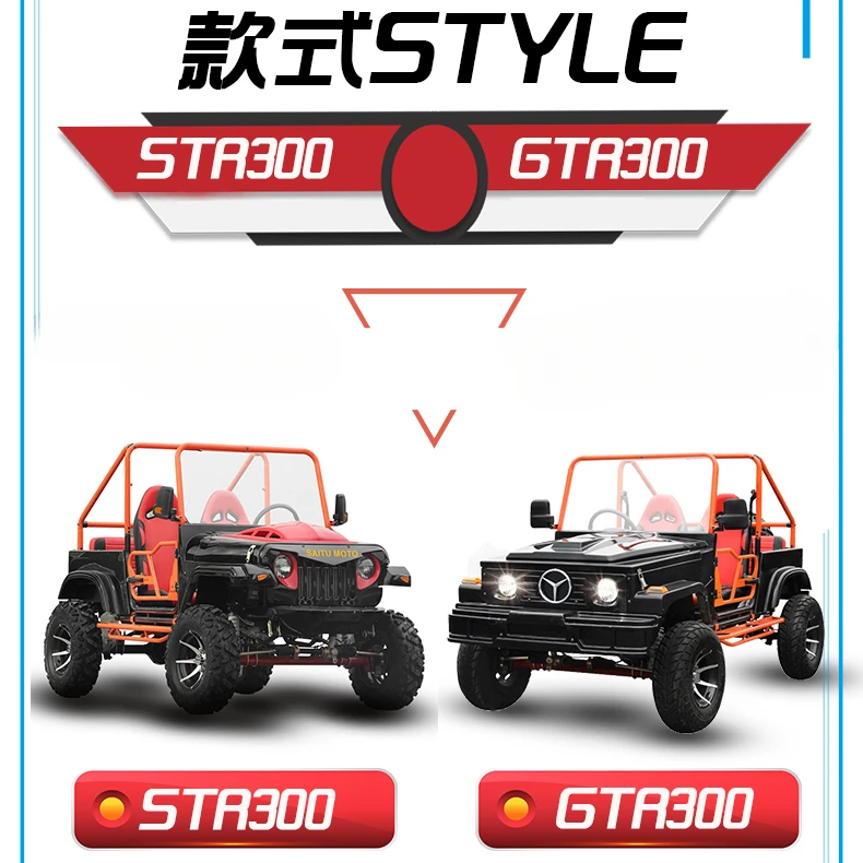 ATV 4WD Large Adult Kart Electric Motorcycle 300cc Jeep Mountain Bike UTV image 2