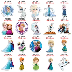 Frozen Princess Planar Resin Printed Disney Lisa Anna Cartoon Cabochon for DIY Bows Party Craft Supplies Handmade Material