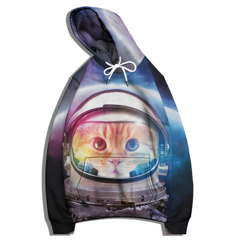 Universe Galaxy Astronaut Cat Print Men New Fashion 3D Hoodies Oversized S-6XL Pullover Clothing Female Casual Hooded Sweatshirt