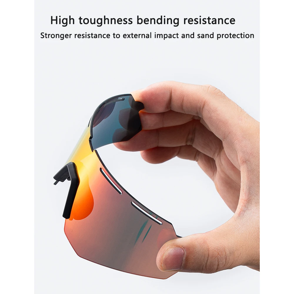 ROCKBROS Polarisierte Fahrradbrille UV400-Schutz Sportbrille mit Wechselgläsern für Laufen, Pickleball, Baseball – Detail 14