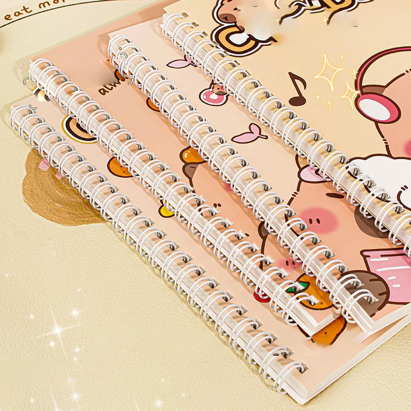 Fashion Thickened Waterproof Notebook Cartoon Capybara Line Circle Cute Diary Book Exam Preparation Resource Organizer Notepad