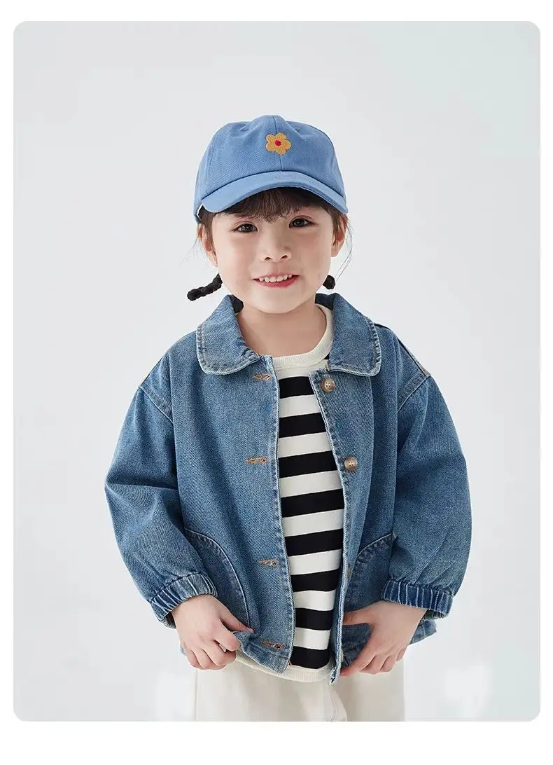 Boy Outerwear Pocket Coat Jacket Turn Down Collar Single Breasted Solid Cotton New Fashion Simple Cute Cool Spring Autumn Girls