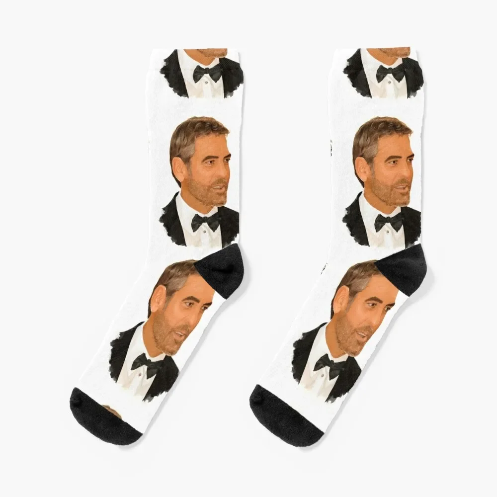 

George Clooney Digital Painting Socks crazy bright garter Children's retro Men Socks Luxury Brand Women's