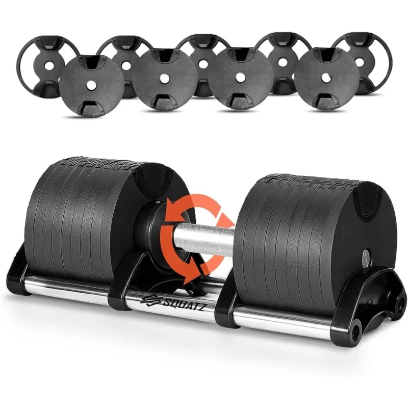 Haltere ajustável SQUATZ 70lb, alça de metal antiderrapante para equipamentos fitness, ajustes de peso de mudança rápida com Twis