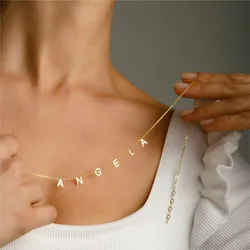 Custom Multiple Letters Necklace for Women Stainless Steel Personalized Nameplate Pendant Choker Birthday Jewelry Accessories