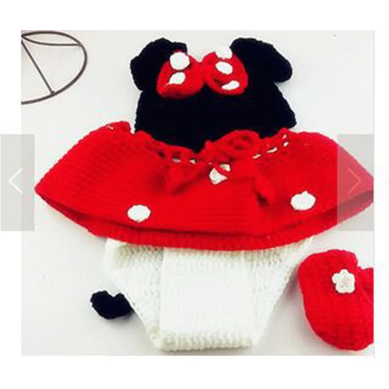 4PCS Animal Style Baby Crochet Halloween Costume Newborn Photography Props Handmade Knit Mickey Outfit Sleepy Owl Frog Baby Gift