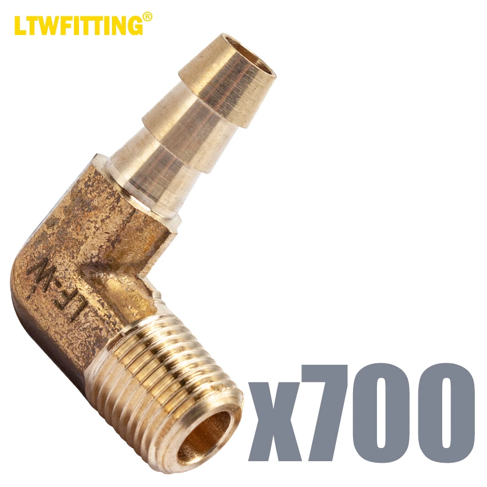 

LTWFITTING LF 90 Deg Elbow Brass Barb Fitting 1/4" Hose Barb x 1/8" Male NPT Thread Fuel Boat Water (Pack of 700)