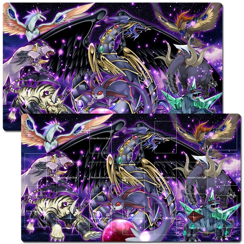 

YuGiOh Advanced Crystal Beast TCG CCG Playmat Trading Card Game Mat Table Desk Gaming Play Mat Mouse Pad 60x35cm Free Bag