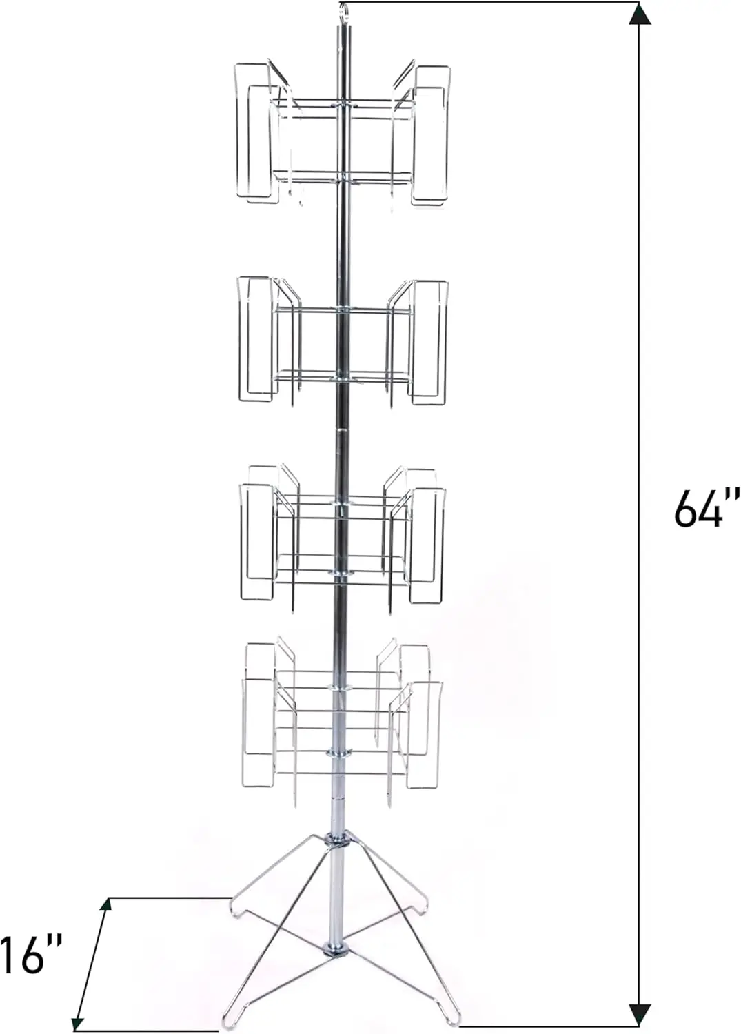 re Rack - 64'H x 16"D - 16 Pockets Total - Sleek Floor Standing Book Display Rack for Periodicals - Sturdy Comic Book Display St