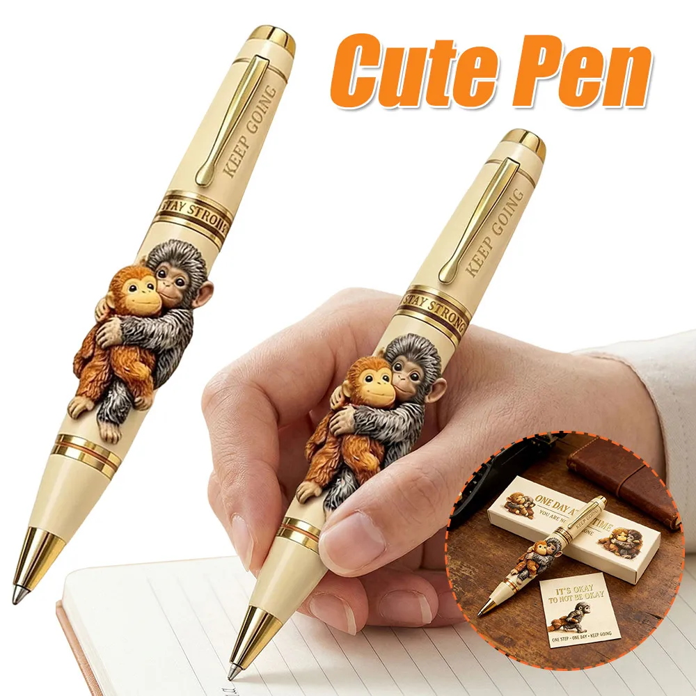 

Креативная гелевая ручка Monkey Creative с гелевыми чернилами, вдохновляющая на написание текстов, ручка с животным-персонажем, в подарочной коробке с открыткой, для офиса и школы