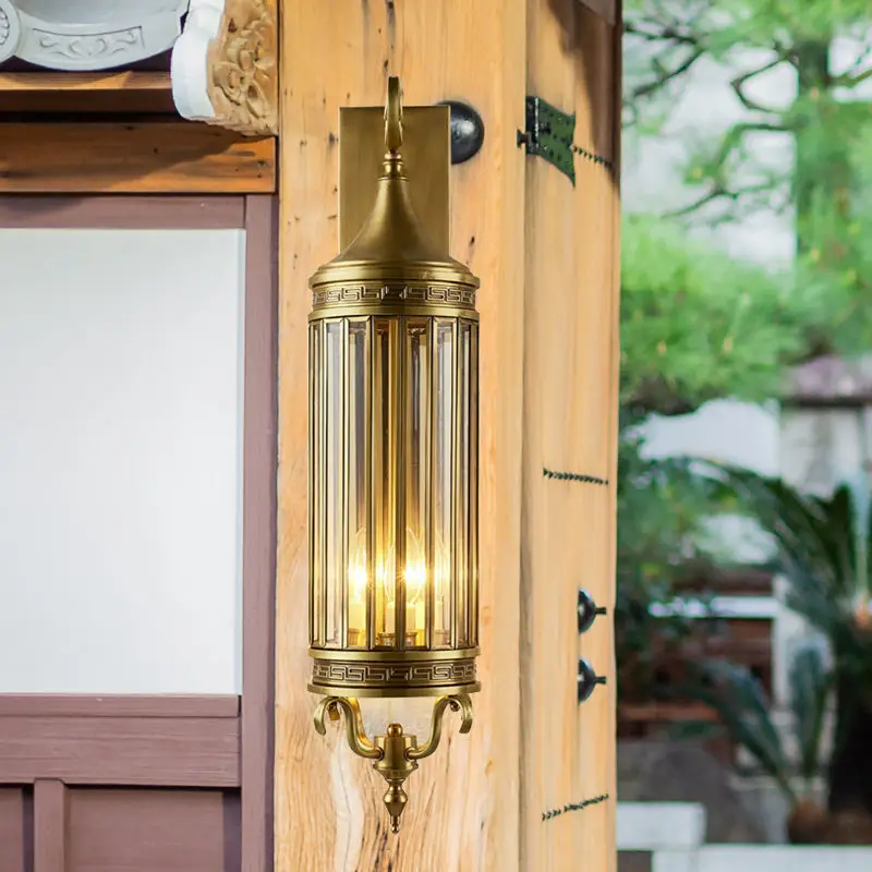 Copper Wall Lamp Waterproof Country Stairs Aisle Corridor Living Room Background Wall Courtyard Imitation H66cm Copper Wall Lamp