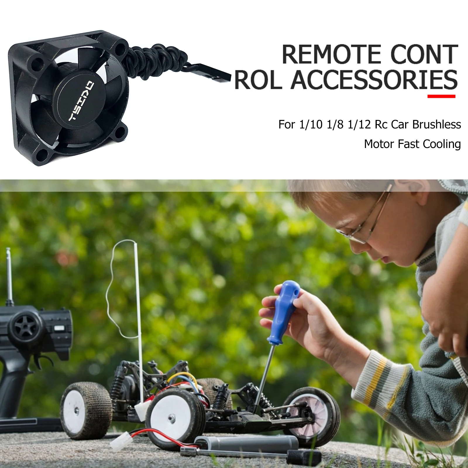 

RC High Speed Cooling Fan Clip Clamp Radiator with Temperature Sensor Aluminum Automatic Cooling RC Heat Sink Fan