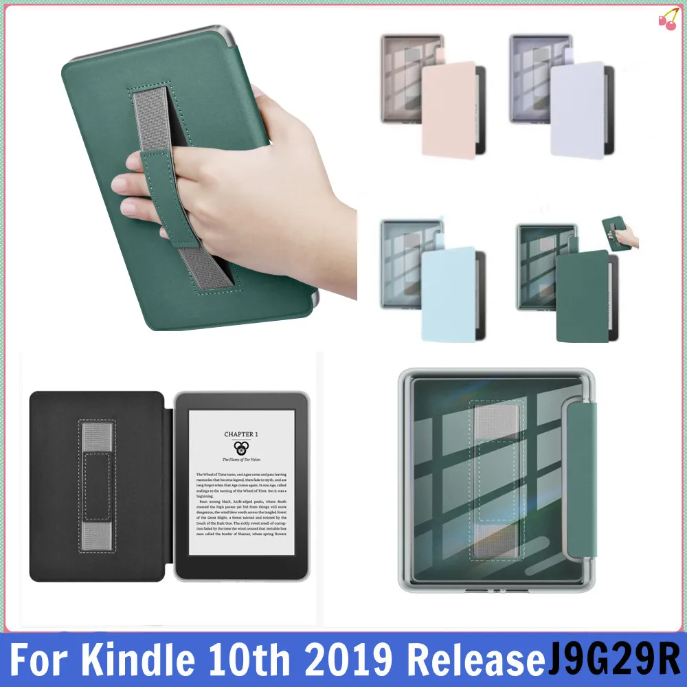 Acrylic Clear Back For Kindle 10th Generation Case 6 Inch with Hand Strap Belt Ebook 2019 Release J9G29R Wake UP Sleep Cover