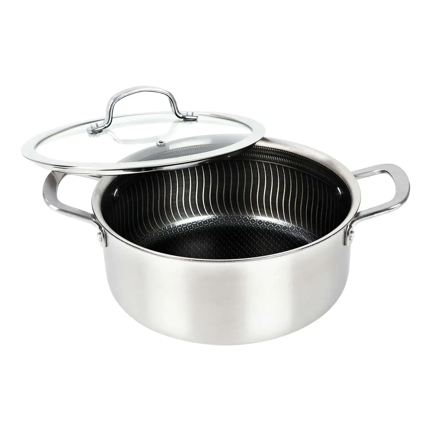 

3-Ply Hybrid Non-Stick Stainless Steel Dutch Oven with Tempered Glass Lid (5 Qt.), B-DUH24L