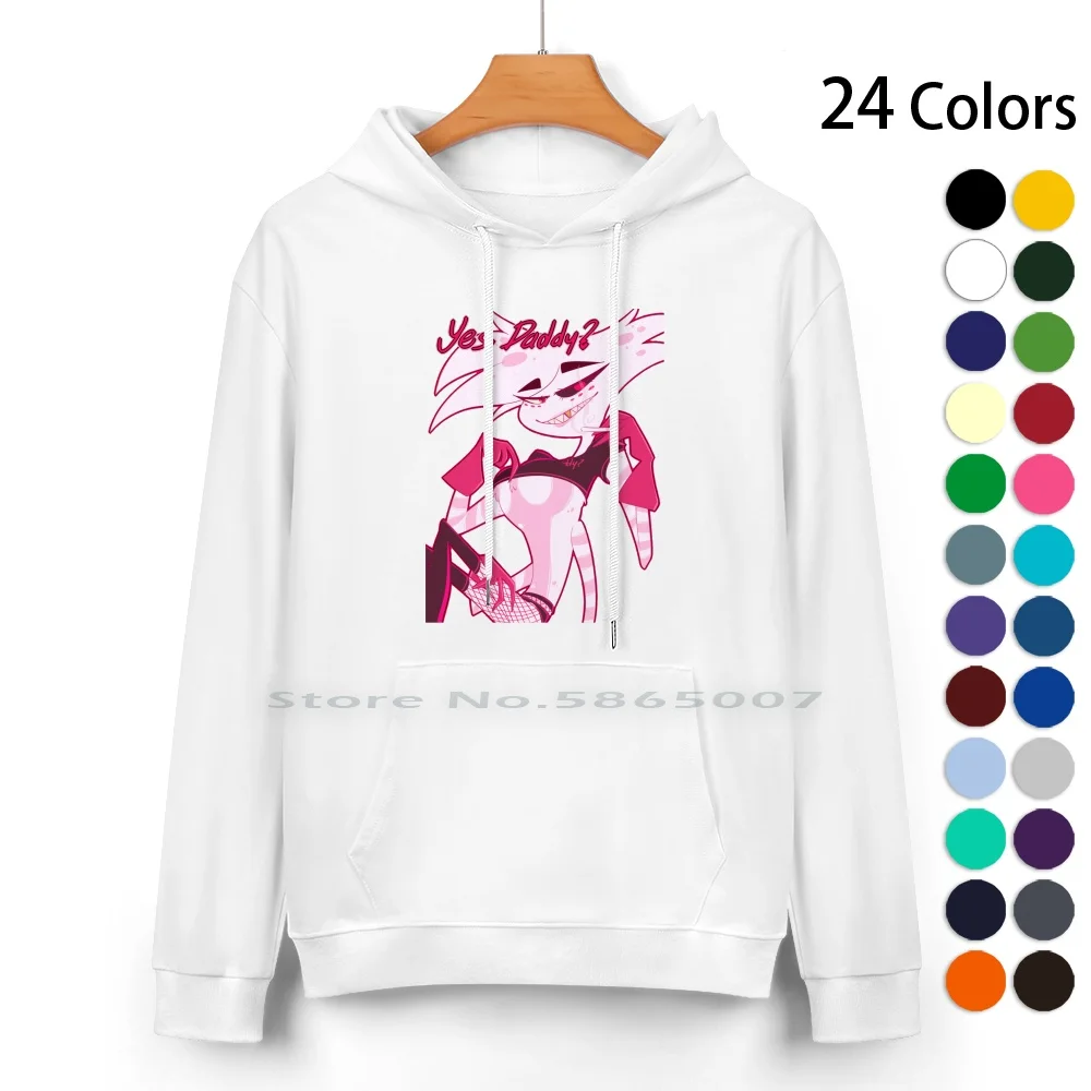 Angel Dust-Yes Daddy ? Pure Cotton Hoodie Sweater 24 Colors Fanart Angel Dust Pink 100% Cotton Hooded Sweatshirt For Women Men