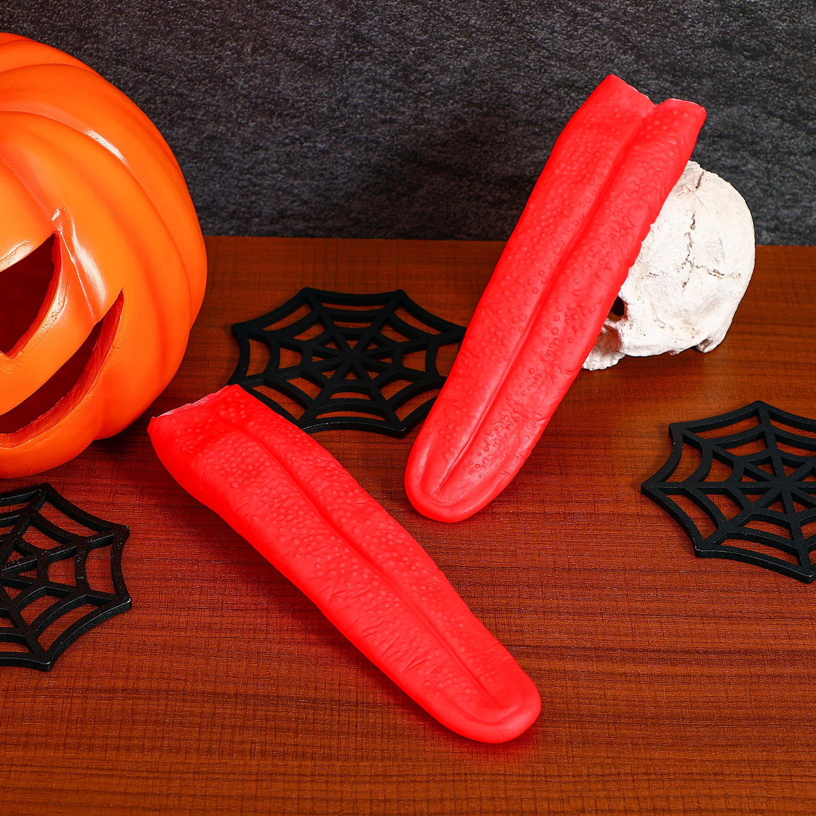 

2pcs Long Props Red Simulated Fake Tongue For Halloween Party Prank Stage Performance Piercing Tongue Festival Cosplay